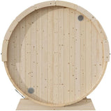 2-Person Outdoor Barrel Sauna with Shingles, Lighting, & 6kW Harvia Sauna Heater, 81x59