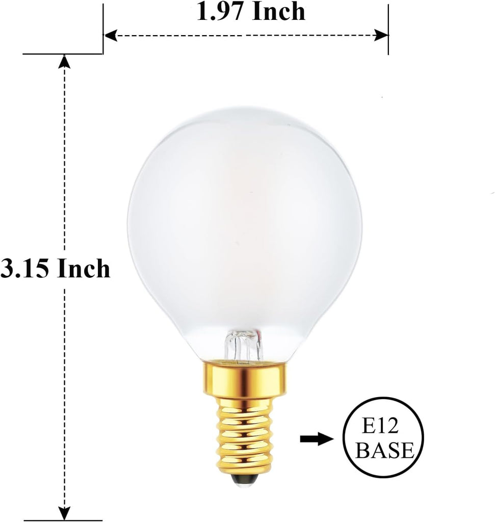 G16.5 Light Bulb 40 Watt Equivalent E12 Candelabra Base Globe LED Bulbs, E12 LED Globe Bulb Dimmable 4W 2700K Warm (6 Pack)