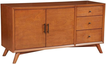 Flynn 58" Mahogany and Okoume Veneer Sideboard with Wine Storage, Chestnut