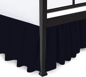 Ruffled Bed Skirt Navy Blue Bed Skirt - Hotel-Quality Ruffles for Beds with 21" Drop - Bedskirt with