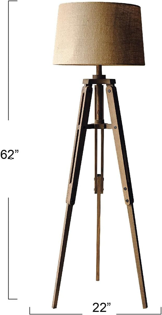 Tripod Style Wood Floor Lamp with Drum Shade