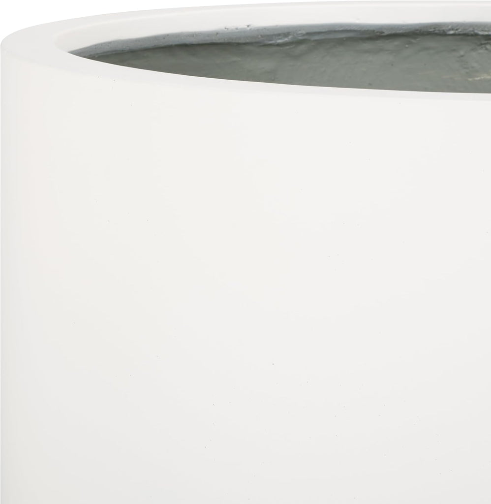 Outdoor Collection Alia Modern White Concrete Ficonstone Round Planter Pot