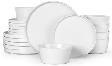 18 Pieces Stoneware Dinnerware Dishes Set for 6, Speckled White