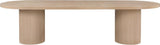 725Oak-T Belinda Collection Mid-Century Modern Solid Wood White Oak Veneer Dining Table, Oval Design, Fluted Bases, 2