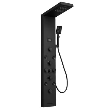 6 IN 1 Shower Panel Tower System Matte Black Stainless Steel