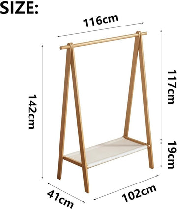 Multi-Functional Simple Display Hanger Stand, Wooden Coat Rack with Shelf, Sturdy Organizer ,Brown,A