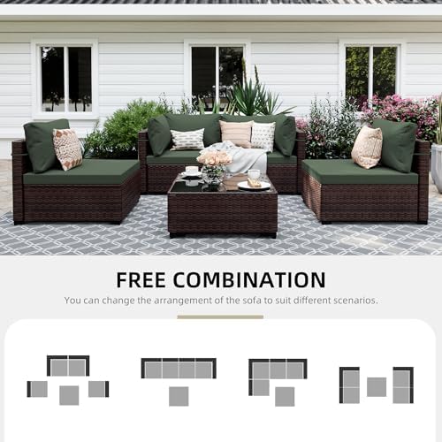 5-Piece Wicker Outdoor Patio Furniture Set | Brown for Backyard, Garden & Porch