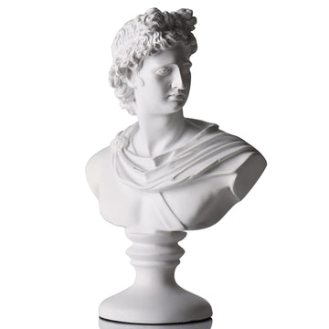 11.8" Greek Statue of David, Classic Bust for Apollo, Large Greek Mythology Sculpture Decor, Vintage Head Apollo