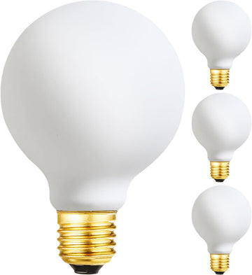 LED Light Bulb G25/G80 Dimmable Flick-Free Matt White 6W Soft White 3000k CRI95 600LM, 60W Equivalent Vintage LED (4 Pack)