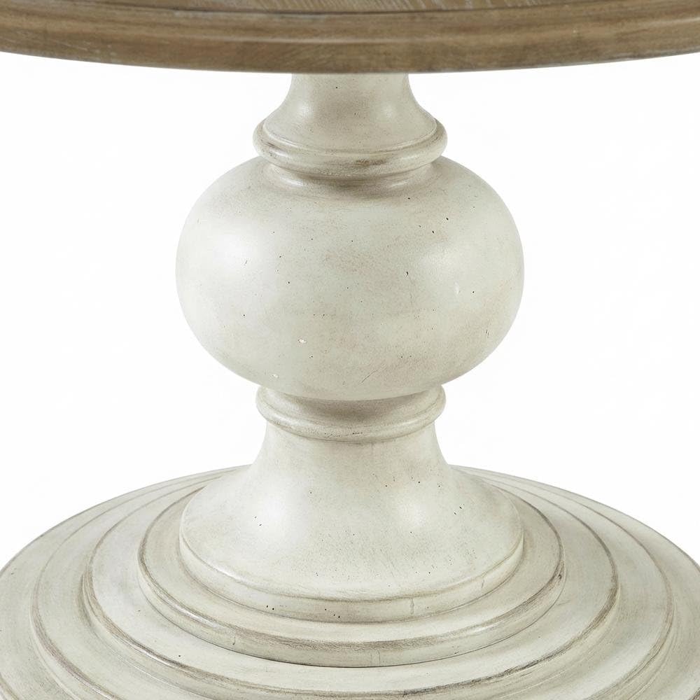 Brown Round Pedestal Dining Table with Wood Veneer and MDF Top, Ideal for Dining Room, Rustic or Modern Indoor Dining