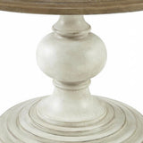 Brown Round Pedestal Dining Table with Wood Veneer and MDF Top, Ideal for Dining Room, Rustic or Modern Indoor Dining