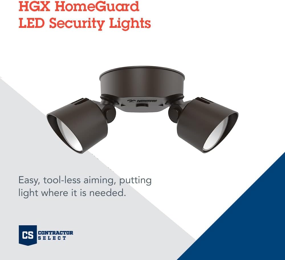 HomeGuard 2-Light LED Outdoor Flood Lights, 4000K, Bronze | Dark Bronze Wall or Ceiling Mount LED Outdoor Lights