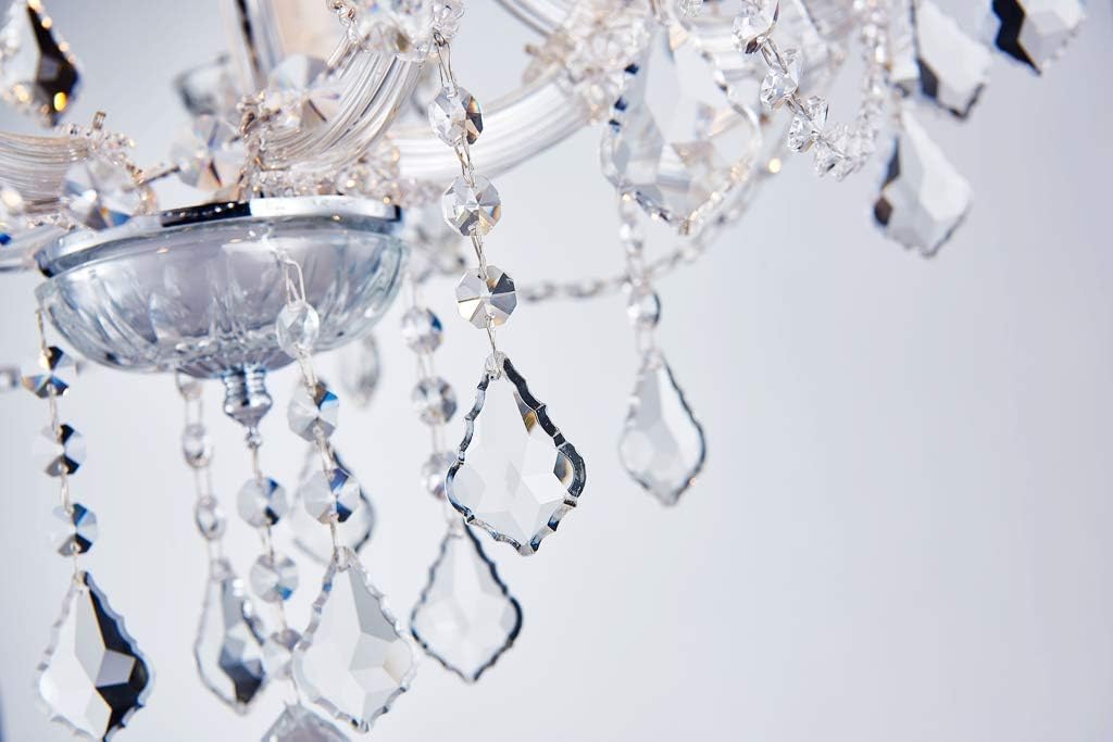 5 Light Crystal Maria Theresa Chandelier, Modern K9 Crystal Chandelier Lighting,Crystal Pendant Lighting Fixture for Dining Room,Bedroom,Living Room,H22 x W20 with Adjustable Chain