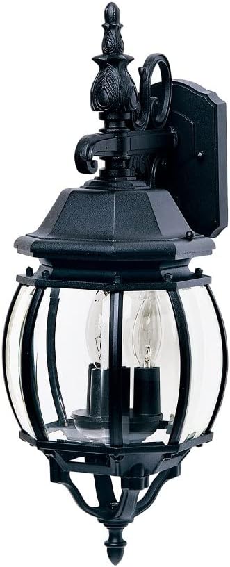 Crown Hill 3-Light Outdoor Wall Lantern with Clear Glass - Black