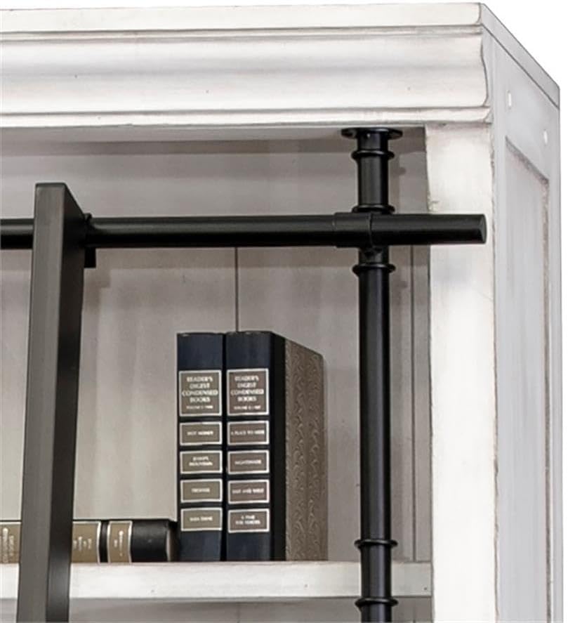 Avondale 8' Tall Bookcase Wall with Ladder Storage Organizer Display White