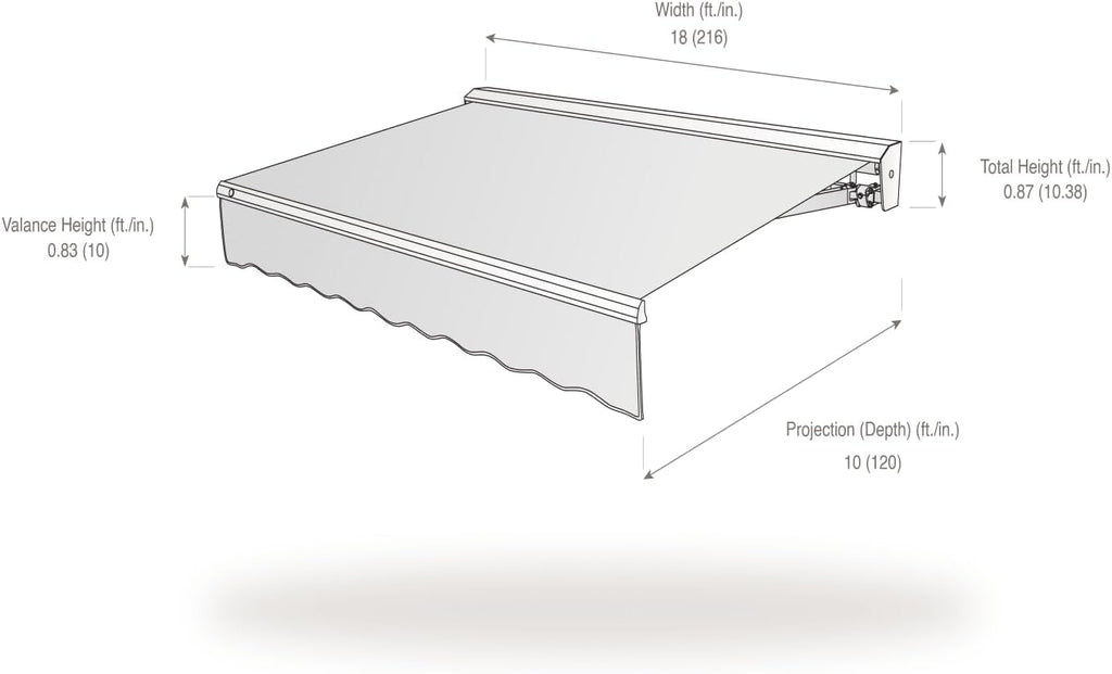18' Destin Left Motor (18' x 10') Retractable Patio Awning, Tan
