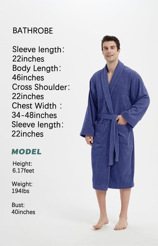 Bathrobe Mens,Premium Thick Terry Cloth Bathrobe,Towel Bath robe Long-Staple Combed Men's Cotton Robe