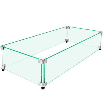 Fire Pit Wind Guard, 31.5" x 14.5" Fire Pit Wind Guard Rectangle
