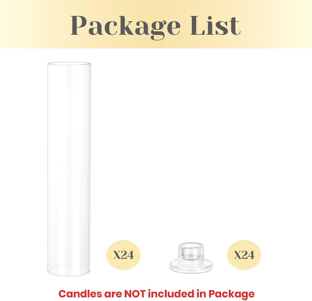 Hurricane Glass Candlestick Holders: 24PCS Clear Taper Candle Holders for Candlesticks with Windproof Design Ideal