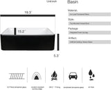 Ceramic Bathroom Sink, Black and White 19" x 15" Above Counter Porcelain Vessel Sink with Black Faucet and Pop up