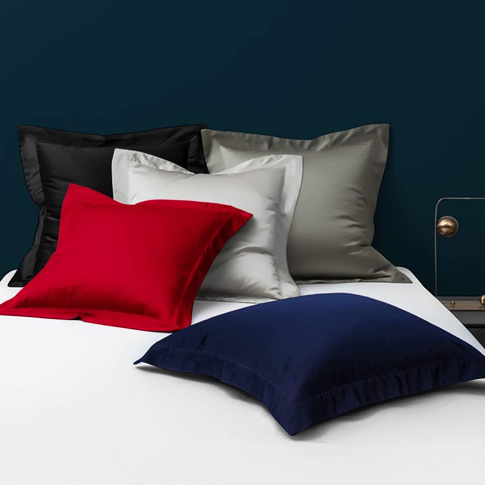 Cotton 26x26 Euro Sham Covers - 500 Thread Count Egyptian Cotton Euro Pillow Covers, 2 Pack Super Soft and Breathable