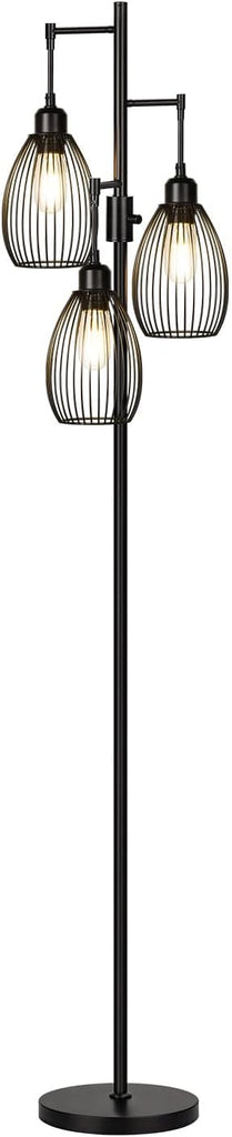 Dimmable Floor Lamp, 3 x 800LM LED Edison Bulbs Included