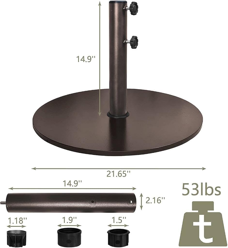 USA Up to 140 lbs Heavy Duty Round Umbrella Base, Steel Plate Patio Umbrella Stand Holder or Patio Table