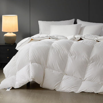 Queen Down Comforter,Medium Weight All-Season Duvet Insert with 8 Loops,Luxury Noiseless Bedding Com