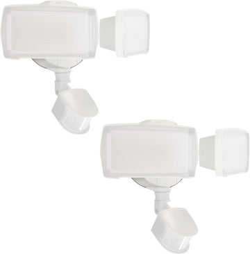 2 Pack 19W LED Flood Light Motion Sensor Outdoor, 2 Adjustable Head, 2000LM, 5000K, IP65 Waterproof, Dusk to Dawn