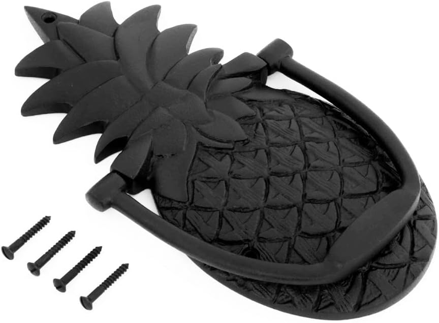 ᴹ Heavy Pineapple Door Knocker - Solid Brass Construction, Black Finish, 8 Inch Long with Mounting Hardware