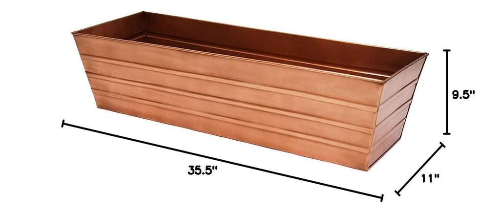 Plated Flower Box, Window Flowerbox Planter, Large, Copper