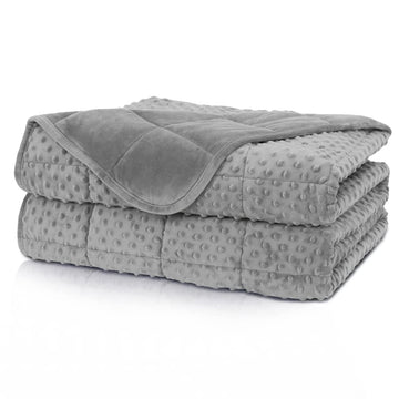 Weighted Blanket Twin 15lbs for Adult(48"×78", Gray) Breathable Soft Minky Weighted Throw Blanket for All Season, Heavy