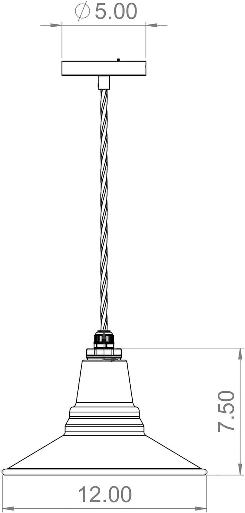 Woodman Farmhouse Pendant | Outdoor Ceiling Mounted | 12 inch Dome | 4' Black Cloth Cord| Kitchen Steel Light Made in America| Cream Exterior/Cream Interior