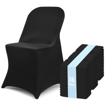 36 Pcs Black Folding Chair Covers Spandex Stretch Slipcover