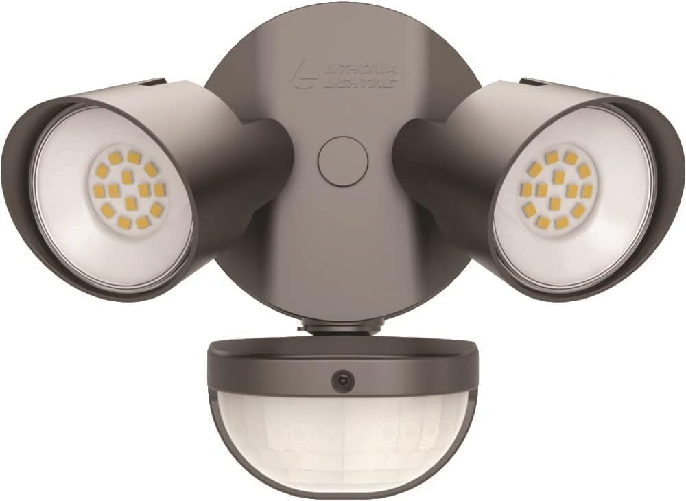 HomeGuard 2-Light LED Outdoor Flood Lights, Motion Sensor | Dark Bronze Motion Sensor Outdoor Lights with Dusk to