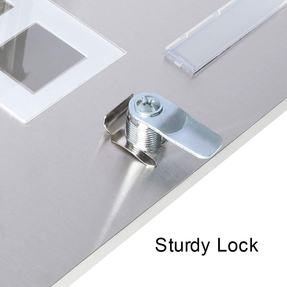 Stainless Steel Mailbox with Key Lock, Metal Wall Mount Rust-Proof Mail Box with Newspaper Compartment 15.4" x 12"