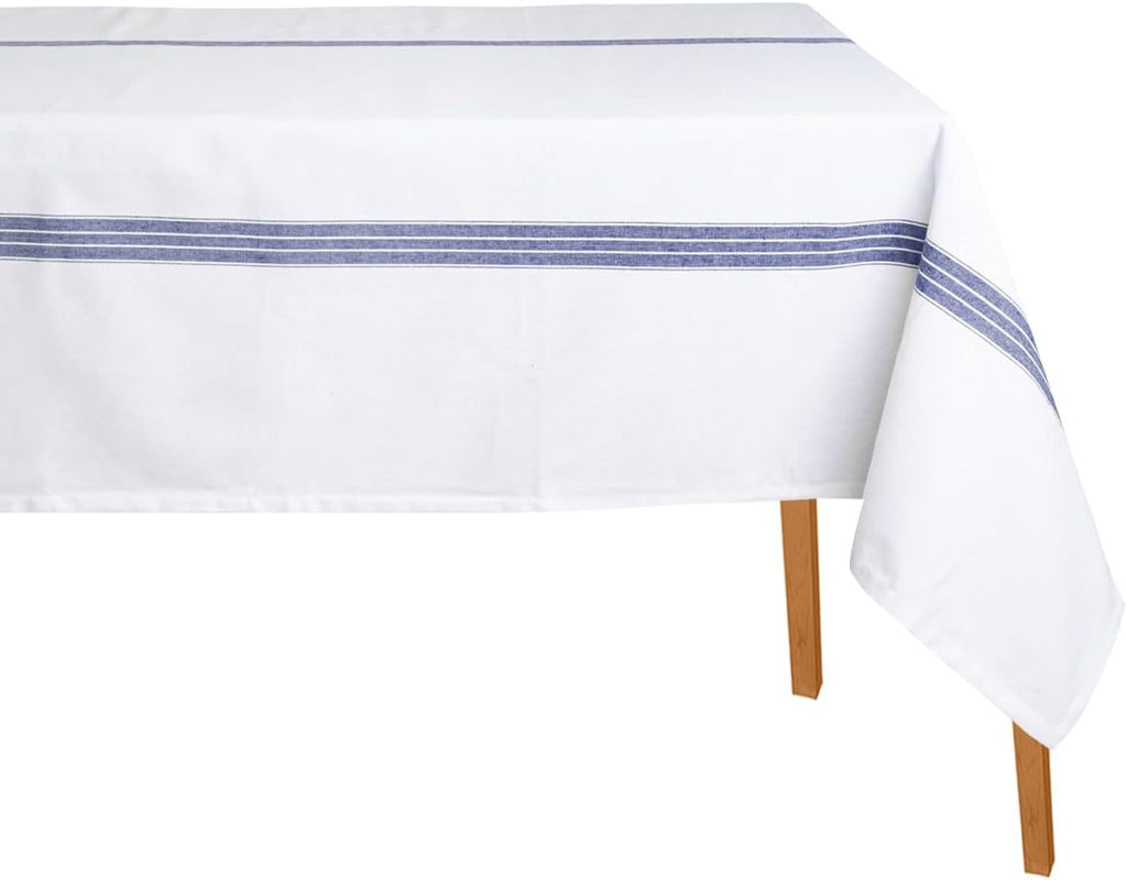 Blue Cotton Tablecloth, Farmhouse for Rectangle, Linen Rectangular Navy Blue Table Cover, Rustic Cou