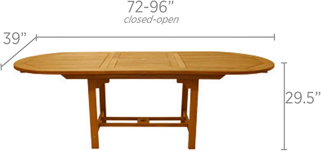 Oval Family Expansion Teak Table, 72/96-Inch