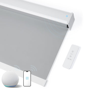 Motorized Roller Shades with Remote, Cordless Automatic Window Shades, Compatible with Alexa and Google Home(Grey, 24"