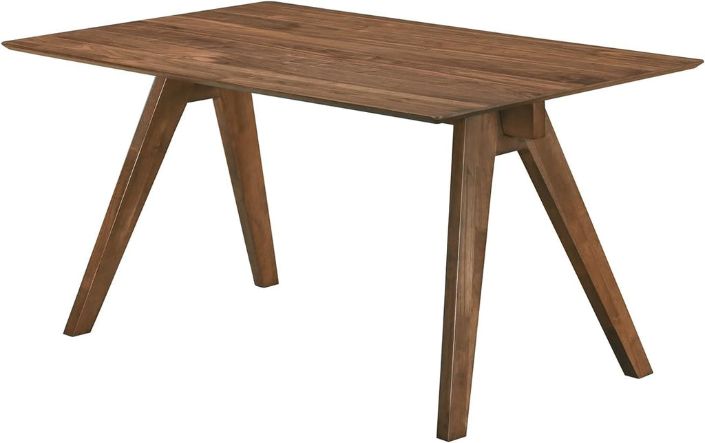 Farmhouse Rectangular Dining Table for 6 People, Modern Mid-Century Walnut Kitchen Dinner Tables Furniture, Natural