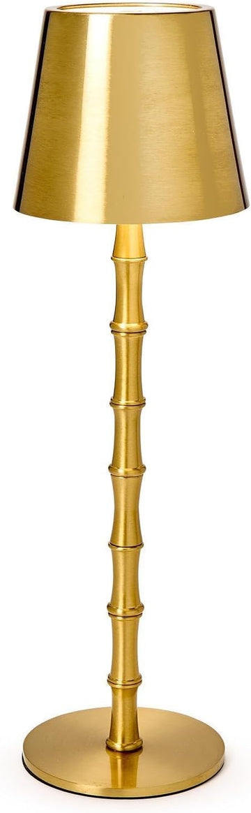 LED Cordless Gold Bamboo Table Lamp in Gift Box, 14.5-Inch, Iron