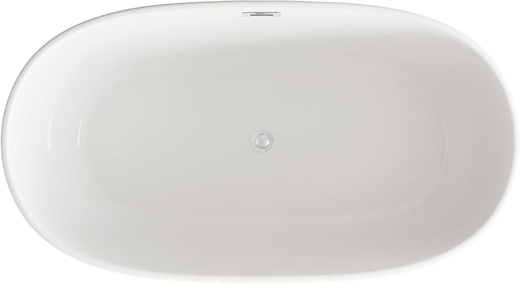 Daphne 54 Inch Soaking Roll Top Bathtub, Modern Style, Glossy White