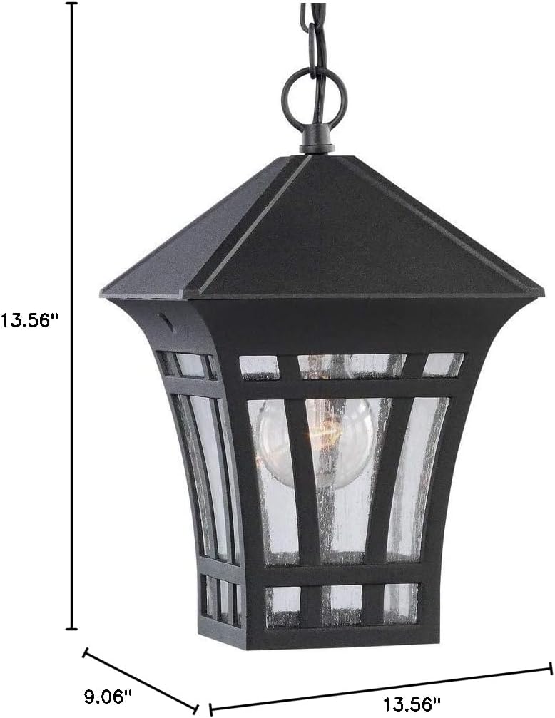 Herrington One - Light Outdoor Pendant Lantern Outside Fixture, Black, 1-Light, cETL Listed