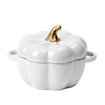 Dutch Oven Pot with Lid, Pumpkin Pottery Dessert Saucepan, Mini Baking Dish Cute Pumpkin Bowl, Covered Dutch Oven