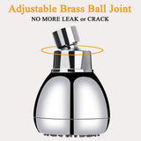High Pressure Shower Head 3 Inches Anti-clog Anti-leak Fixed Showerhead Chrome with Adjustable Swivel Brass Ball Joint