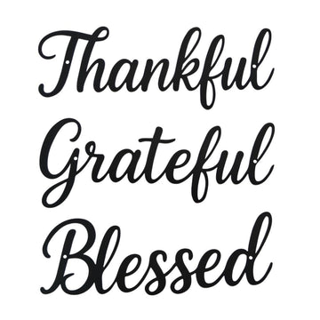 Thankful Grateful Blessed Wall Decor, Christian Wall Art 3Pcs