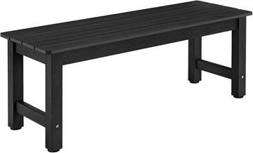 Outdoor Benches Weatherproof, 2-Person Poly Lumber Garden Bench, Black | All-Weather Patio Bench Will not Rot and