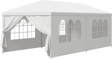 10' x 20' Outdoor White Waterproof Gazebo Canopy Tent with Removable Sidewalls Windows Heavy Duty Tent for Party