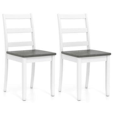 Dining Chairs, Wooden Armless Kitchen Chairs with Solid Rubber Wood Legs, Farmhouse Ladder Back Dining Chairs (2