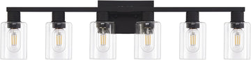 6 Light Bathroom Vanity Light, Matte Black Vanity Light Fixtures, Large Vanity Lights , Farmhouse Light Fixtures with